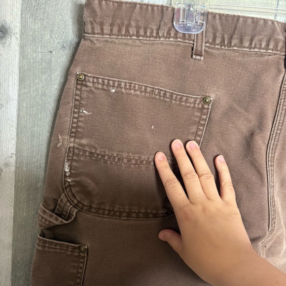Vintage Carhartt double knee pants brown Cargo thrashed Workwear 38 x 30 USA - Picture 5 of 5